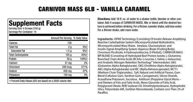 Carnivor Mass/Beef Gainer – 4540 Gramm