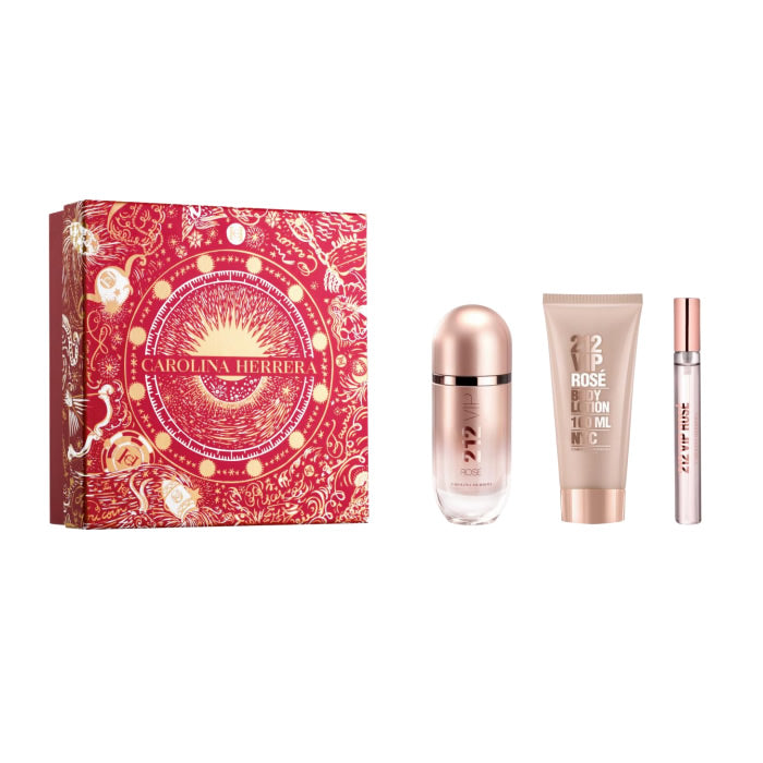 <tc>CAROLINA HERRERA</tc> 212 VIP Rose Eau de Parfum Spray 80ml Set 3-teilig Weihnachten 2023