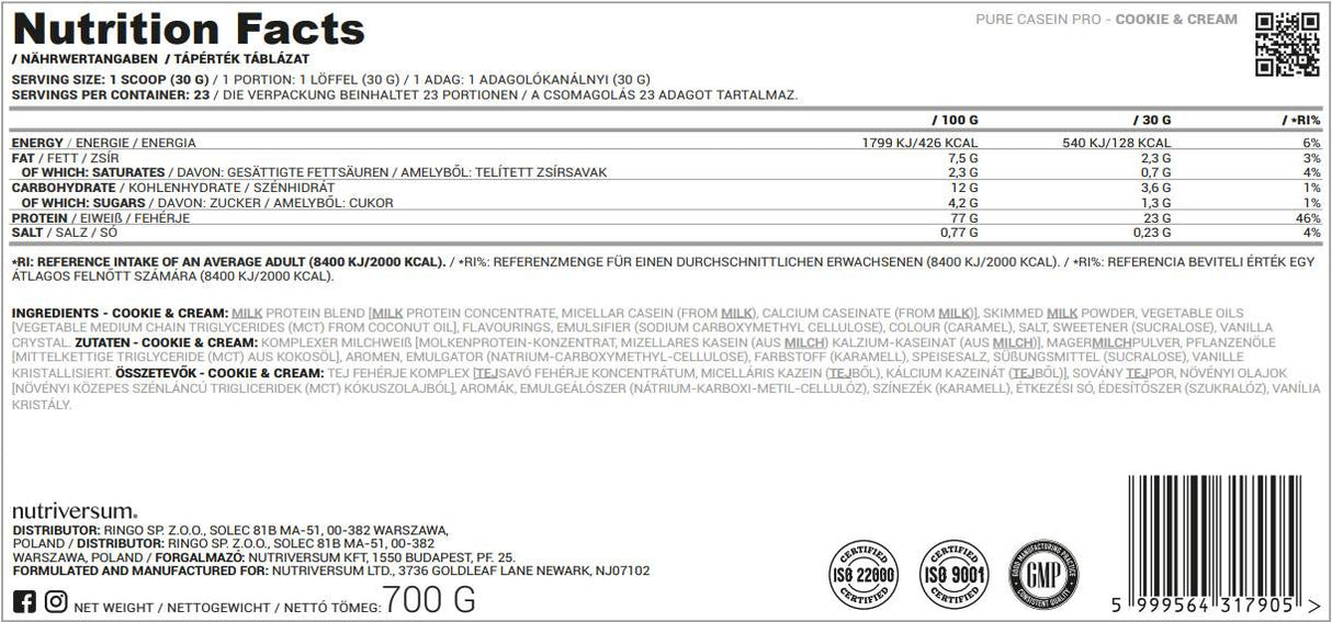 Casein Pro Pure – 500 Gramm