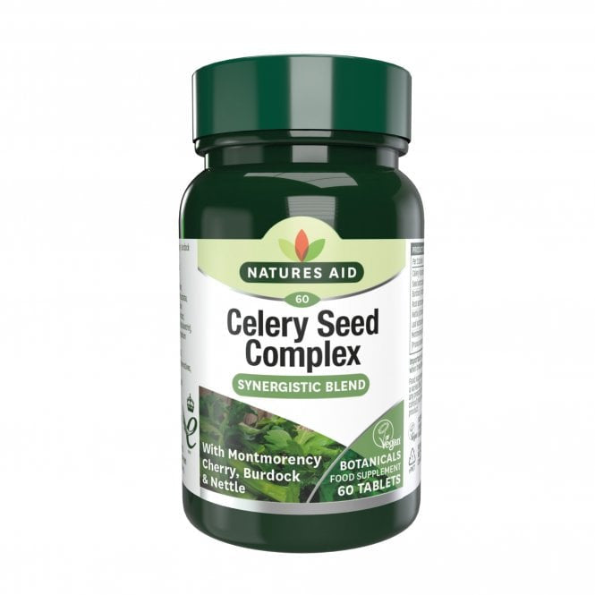 Sellerie-, Sauerkirsch-, Kletten- und Brennnesselsamen (Celery Seed Complex) 60 Tabletten NaturesAid