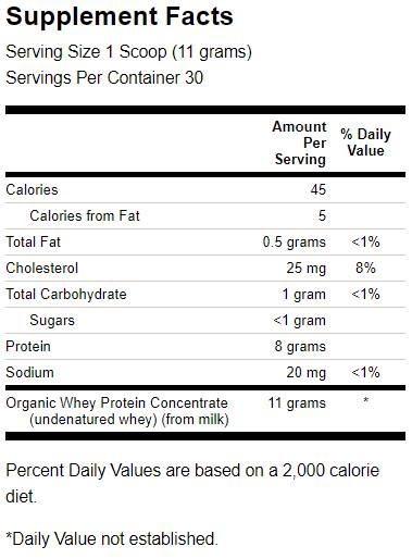 Zertifiziertes organisches unbeständiges bioaktives Molkeprotein 340 Gramm