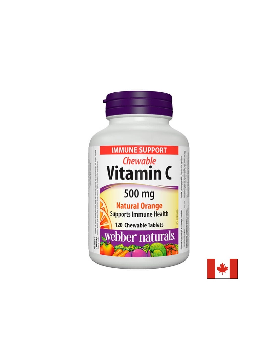 Vitamin C Kautabletten mit natürlichem Orangengeschmack – 500 mg Vitamin C, 120 Kautabletten mit Orangengeschmack <tc>Webber Naturals</tc>