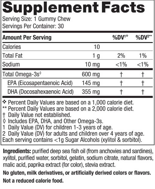 DHA-Gummis für Kinder 600 mg – 30 Gummis
