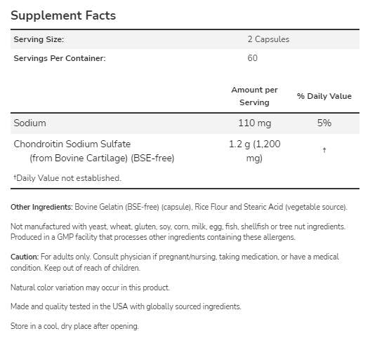 Chondroitinsulfat 600 mg – 120 Kapseln