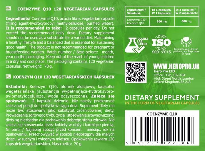 Coenzym Q10 rein | CoQ10 600 mg – 120 Kapseln