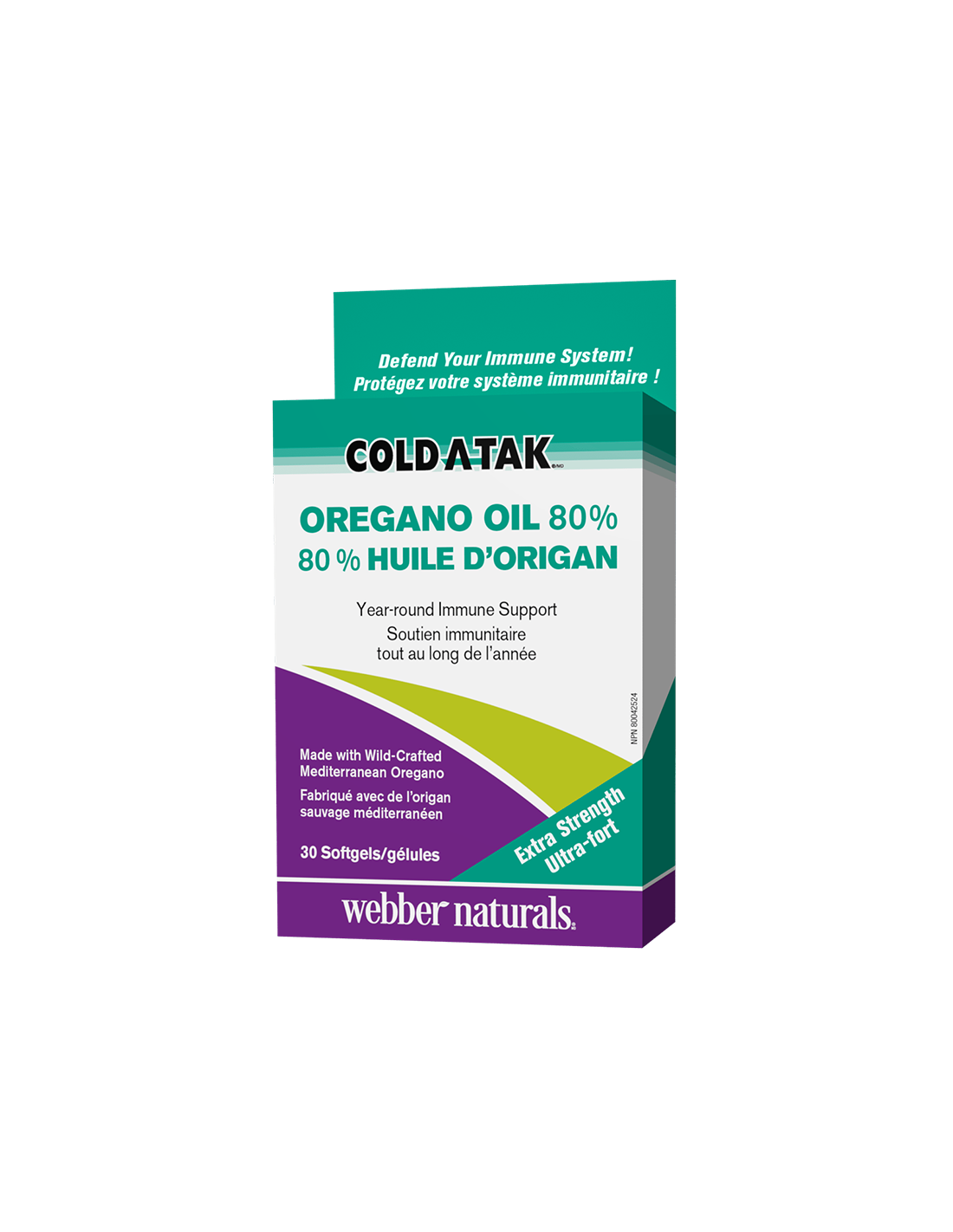 Cold-A-Tak® Oregano Oil Extra Strength/Oregano (Öl/80 % Carvacrol), 180 mg, 30 Softgelkapseln