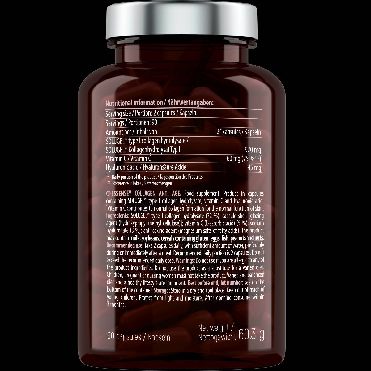 Kollagen Anti Age | mit Vitamin C und Hyaluronsäure – 90 Kapseln