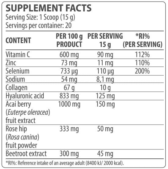Kollagenkomplex | mit Hyaluronsäure und Acai-Beere – 300 Gramm
