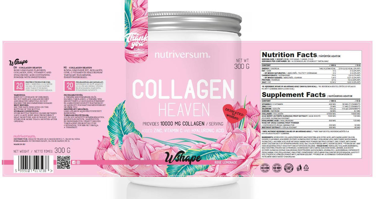 Kollagen-Himmel | hinzugefügtes Zink, Vitamin C und Hyaluronsäure – 600 Gramm