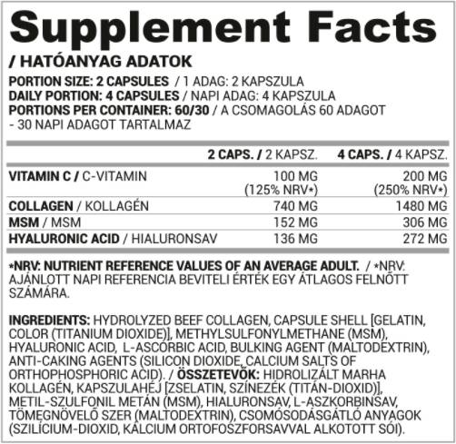 Kollagen, Hyaluron, MSM + Vitamin C – 120 Kapseln