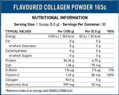 Kollagenpulver | mit Hyaluronsäure und Vitamin C – 165 Gramm