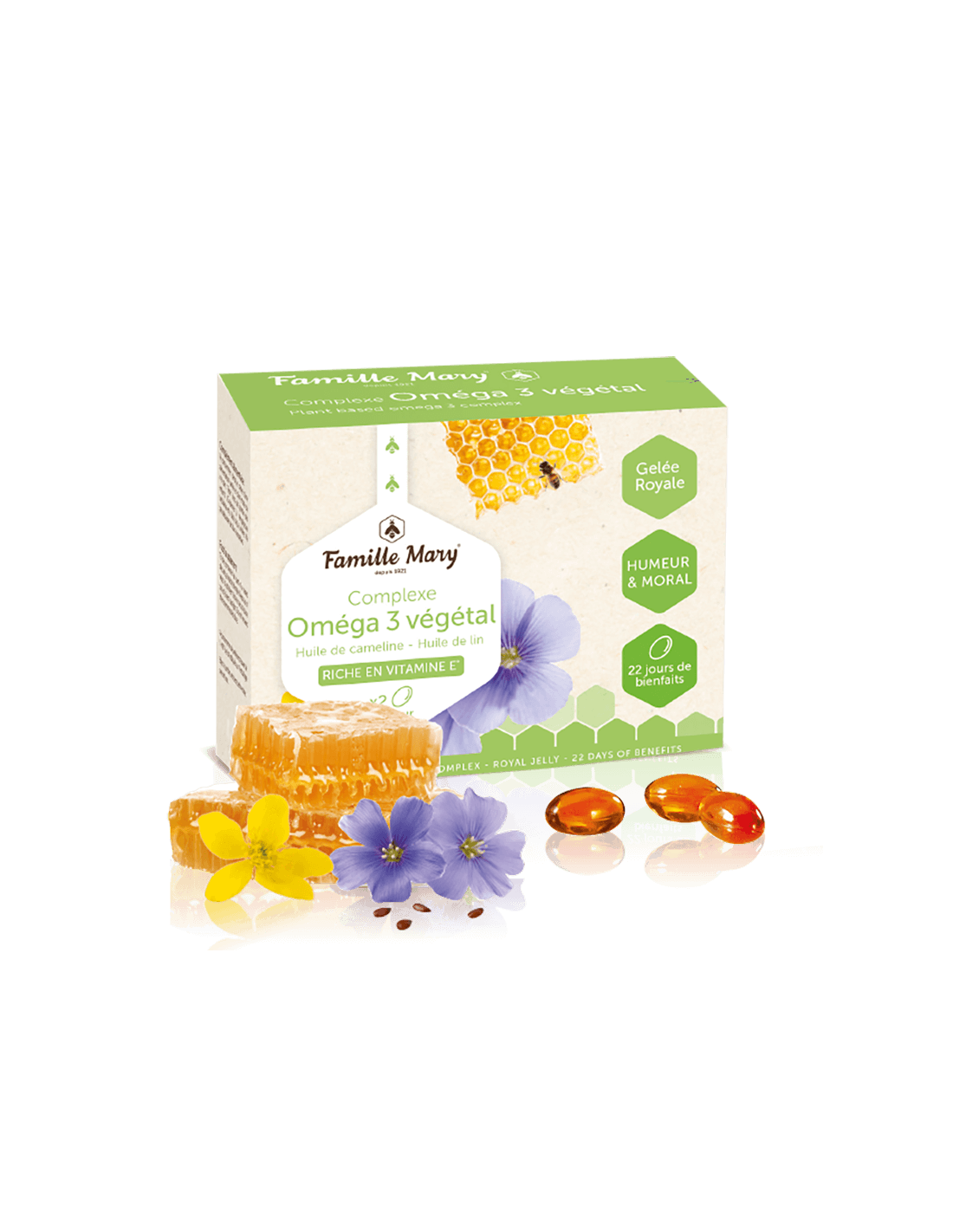 Complexe Oméga 3 végétal – Omega-3 aus pflanzlichen Quellen + Gelée Royale, 45 Kapseln