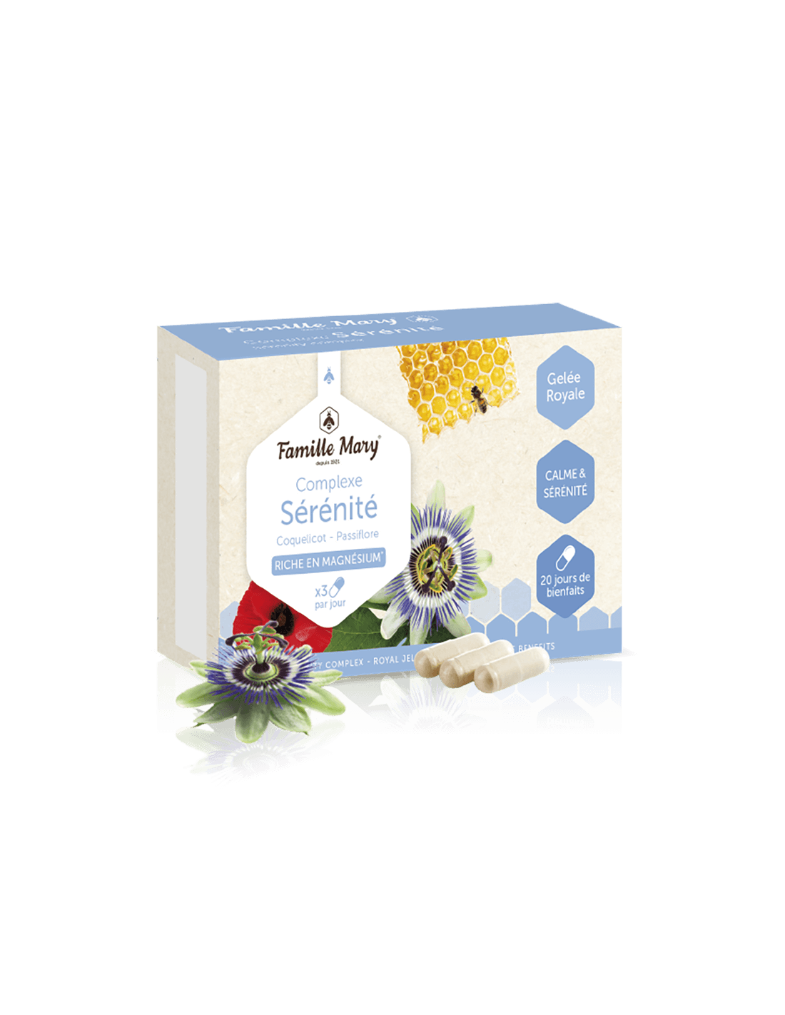 Komplex für das Nervensystem, mit Magnesium, Passionsblume, Mohn und Gelée Royale – Complexe Serenite, 60 Kapseln