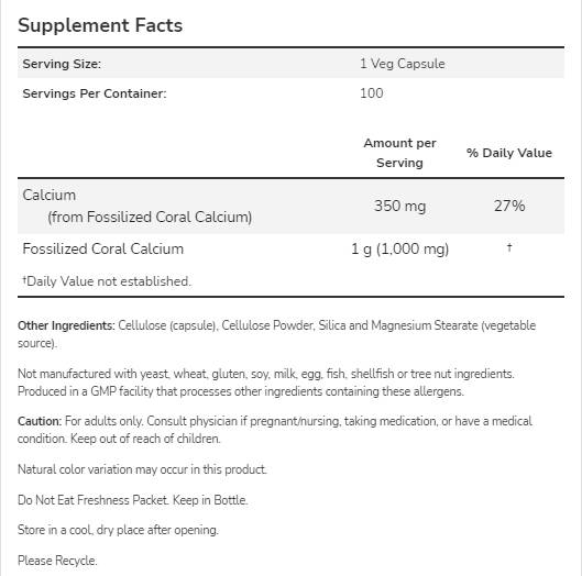 Korallenkalzium 1000 mg – 250 Kapseln