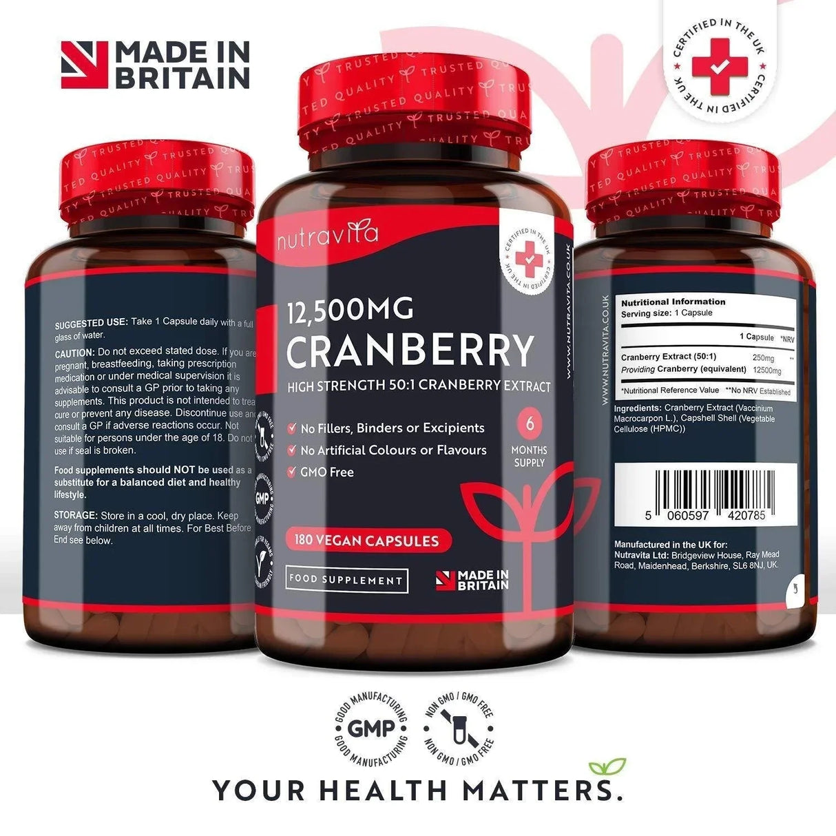Cranberry – Rote Cranberry 12500 mg 180 vegane Kapseln