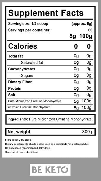 Kreatin-Monohydrat – 100 % rein – 300 Gramm