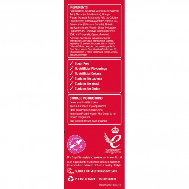 Multivitamintropfen für Kinder (Mini Drops Multivitamin) 50 ml NaturesAid