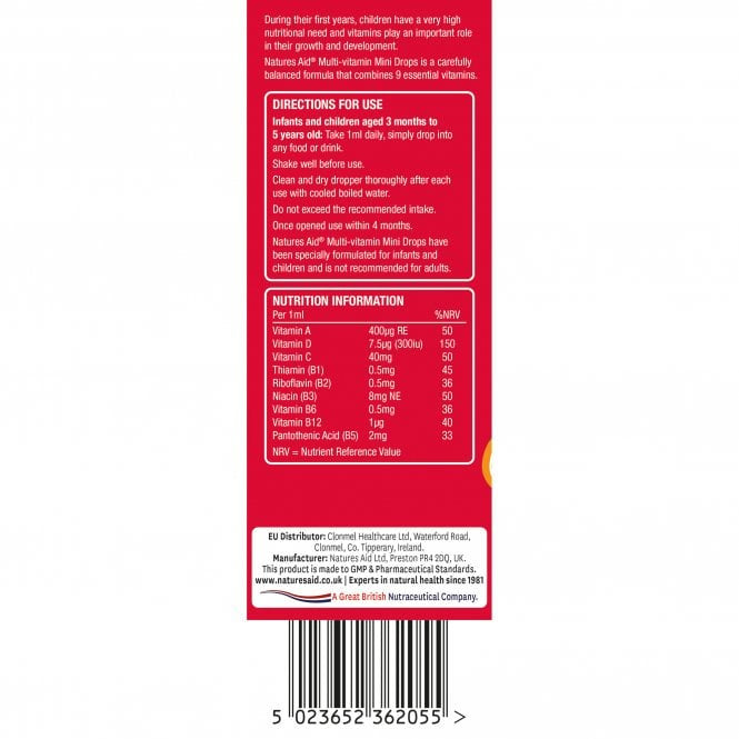 Multivitamintropfen für Kinder (Mini Drops Multivitamin) 50 ml NaturesAid