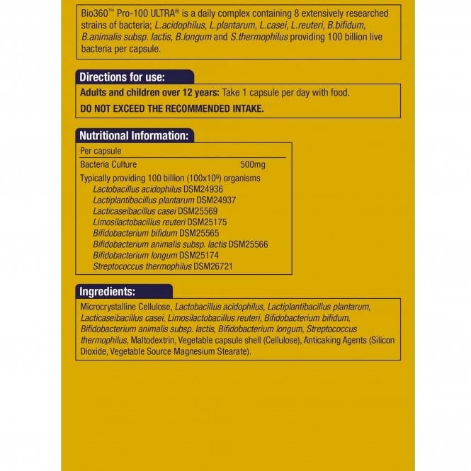 Probiotic Pro-100 ULTRA (100 Milliarden Bakterien) 100 Milliarden. 30 NaturesAid Kapseln