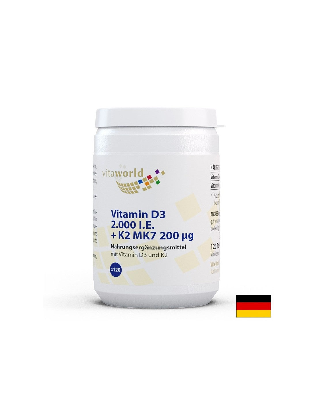 Knochensystem - Vitamin D3 50 µg + K2 MK7 200 µg, 120 Tabletten