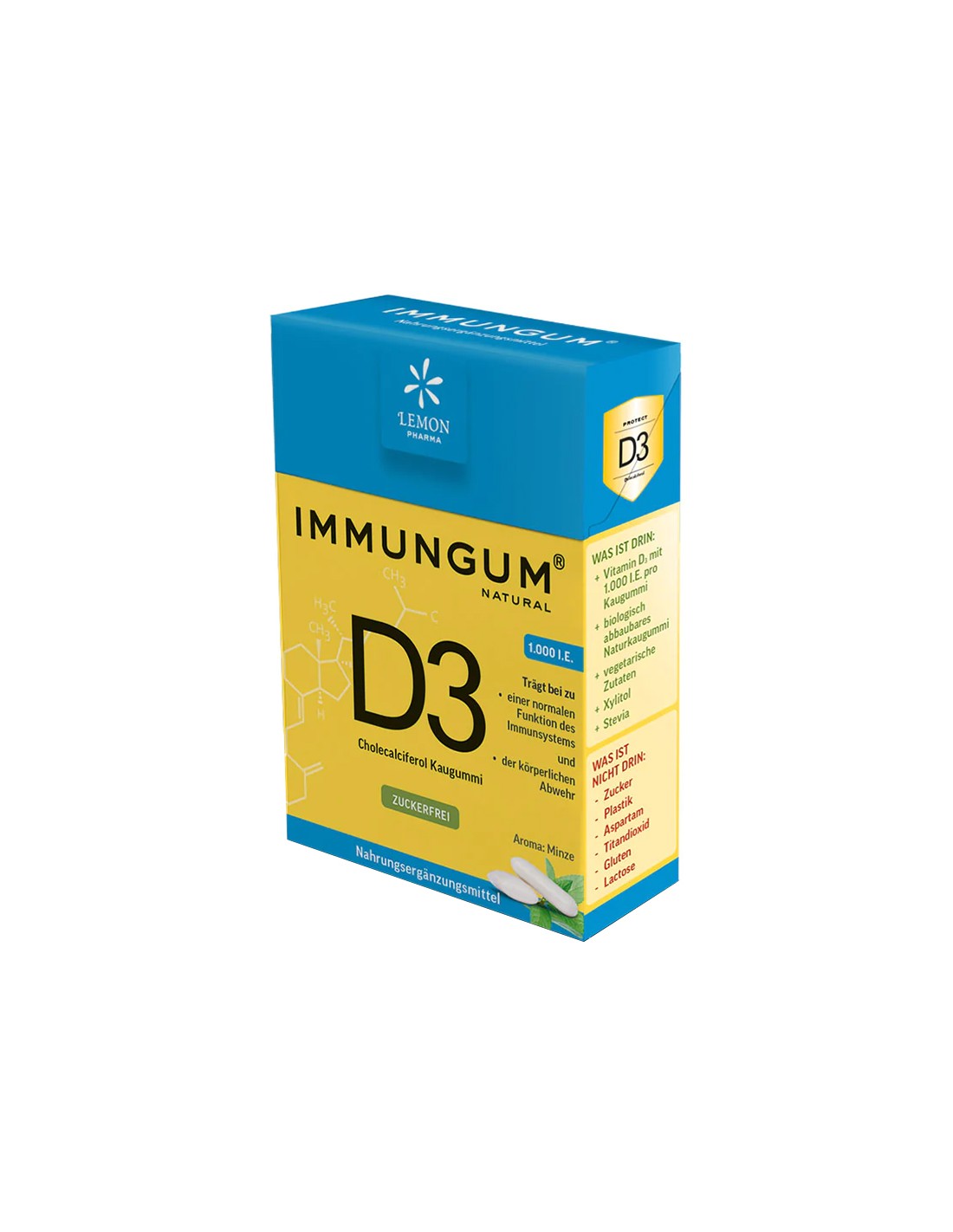 Kaugummi mit Vitamin D3 und Minzgeschmack – Immungum, 20 Stück <tc>Lemon Pharma</tc>