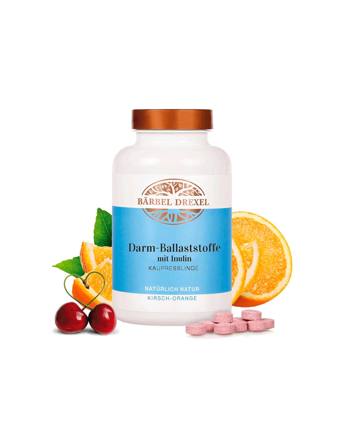 Darm Ballaststoffe mit Inulin/Fibre, 280 Kautabletten mit Kirsch- und Orangengeschmack <tc>Bärbel Drexel</tc>,