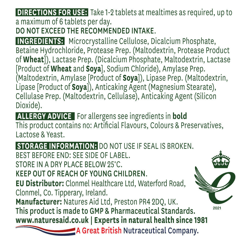 Verdauungsenzyme (Digestive Enzyme Complex) 60 Tabletten NaturesAid