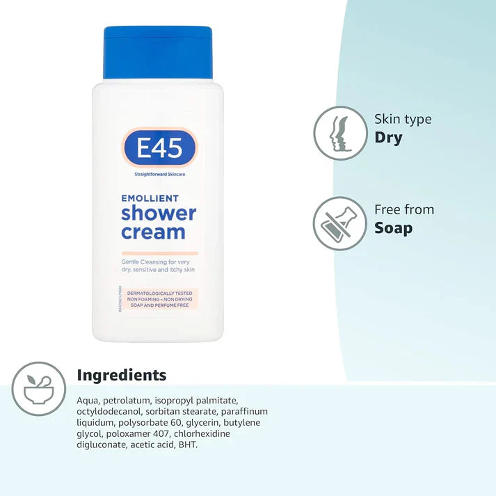 E45 Emollient Duschcreme für trockene und empfindliche Haut - 200 ml