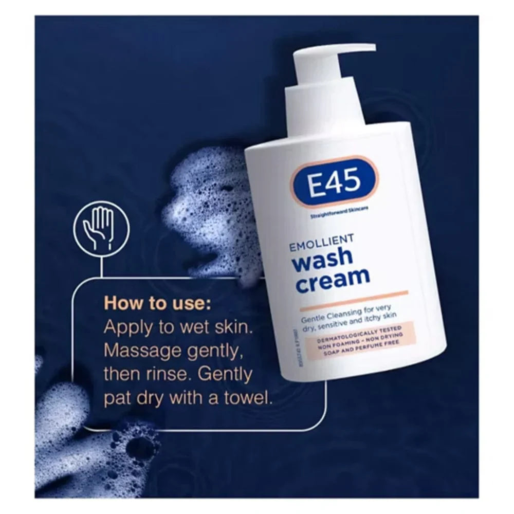 E45 Emollient -Reinigungscreme für trockene, empfindliche und juckende Haut - 250 ml