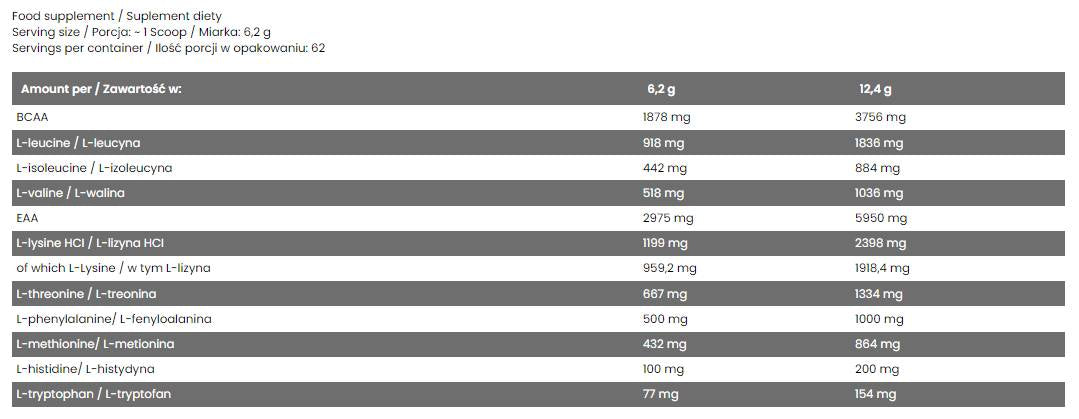 EAA + BCAA/Essentielle Aminosäuren + verzweigtkettige Aminosäuren – 390 Gramm
