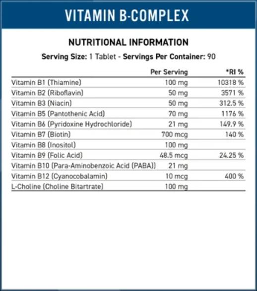 Vitamin -B -Komplex -Vitalität - 90 Tabletten