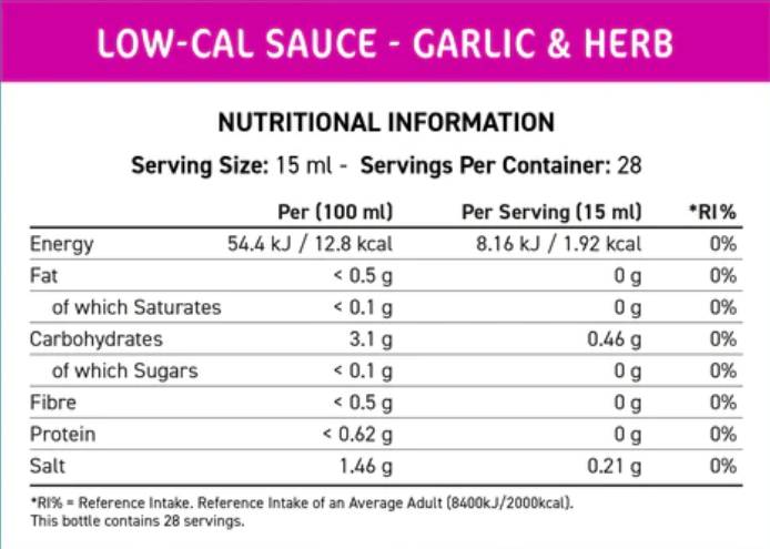 Fit Cuisine Low-Cal-Sauce | Knoblauch und Kräuter – 425 ml