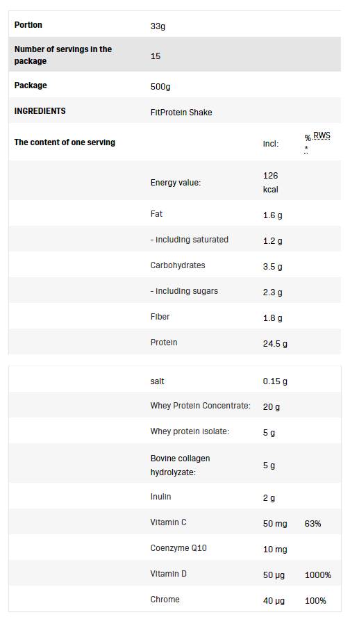 FitProtein Shake | Molkenprotein mit Kollagen – 500 Gramm