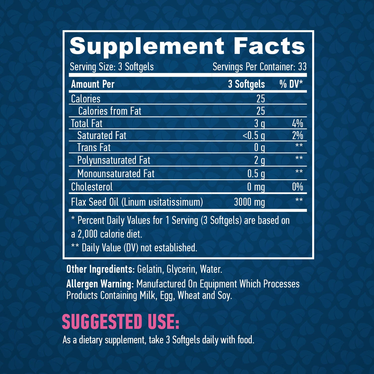 Leinsamenöl Bio 1000 mg./100 Kapseln