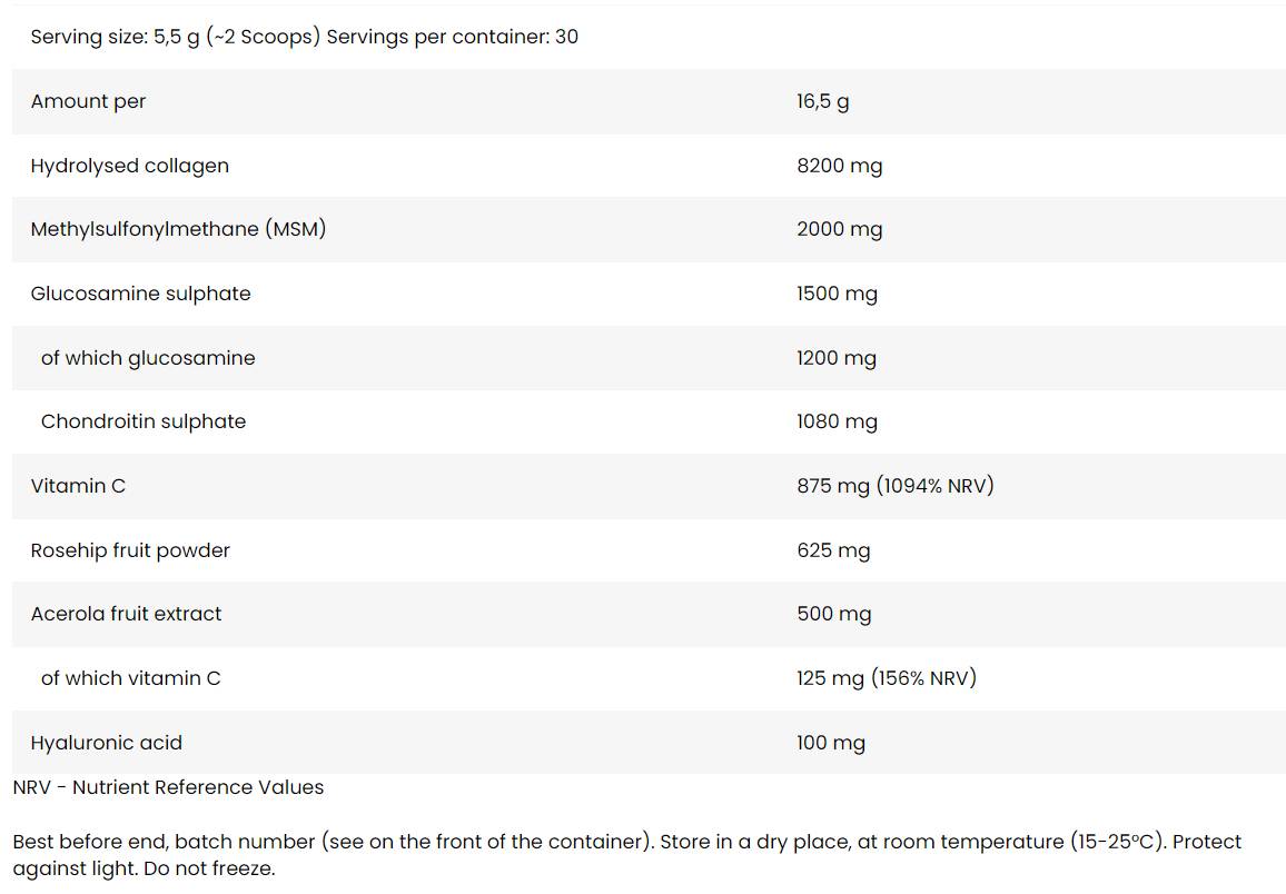 Flex-Unterstützung | Hydrolysierte Kollagenpeptide + Glucosamin, Chondroitin, MSM, Hyaluronsäure – 495 Gramm