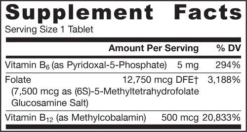 Folate Forte – Methylfolat + Methyl B12 + P-5-P – Folat 30 Tabletten