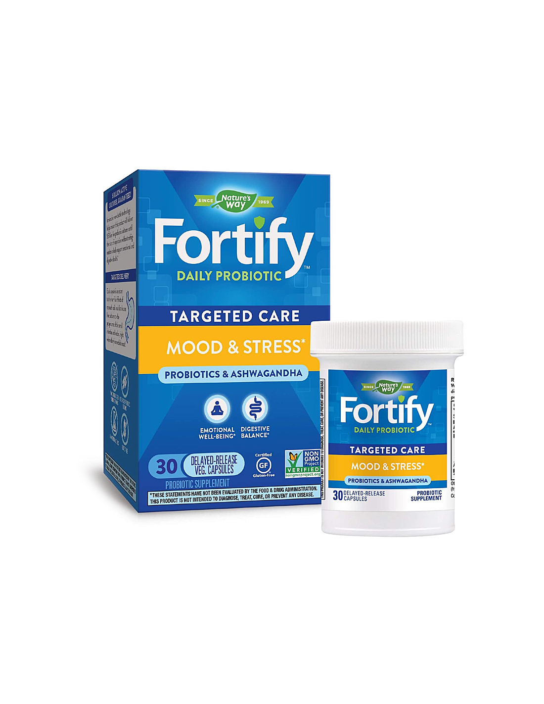 Fortify™ Daily Probiotic Mood and Stress – Stärken Sie Probiotika gegen Stress, 5 Milliarden aktive Probiotika, 30 Kapseln Nature's Way
