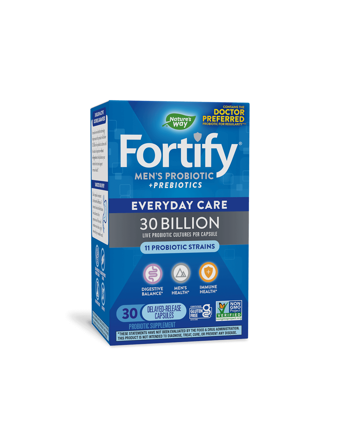 Fortify Men's Probiotic + Prebiotic Everyday Care - Fortify Men's Probiotic - 30 Milliarden aktive Probiotika, 30 Kapseln Nature's Way