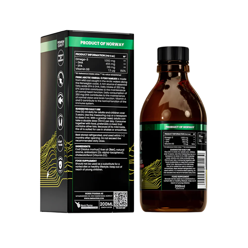 Arktische Flüssigkeit-flüssiger Omega-3-Zitronengeschmack / 100% Wildkabeljau aus Norwegen-200 ml