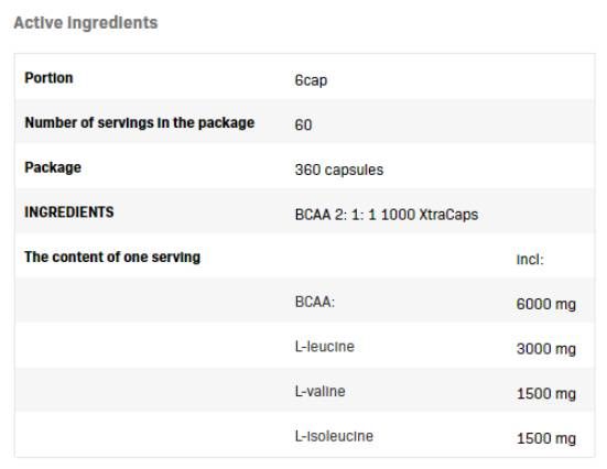 BCAA 2: 1: 1 1000 xtracaps - 180 Kapseln