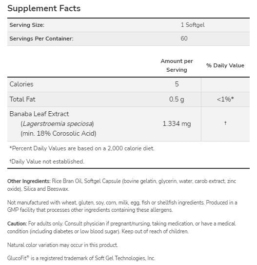 GlucoFit® | Banaba-Blattextrakt – 60 Gelkapseln