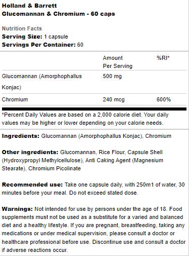 Glucomannan und Chrom – 60 Kapseln