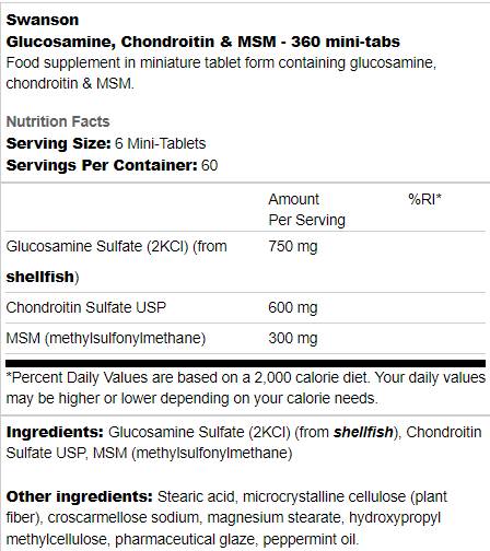 Glucosamin, Chondroitin und MSM | Mini-Tabletten – 360 Tabletten