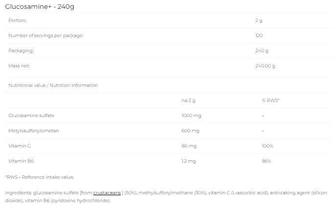 Glucosamin-Pulver – 240 Gramm