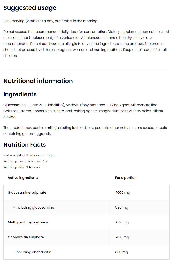 Glucosamin + MSM + Chondroitin - 30 Tabletten