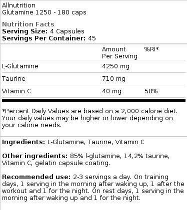 Glutamin 1250 XtraCaps – 180 Kapseln