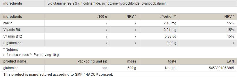 Glutaminpulver – 500 Gramm