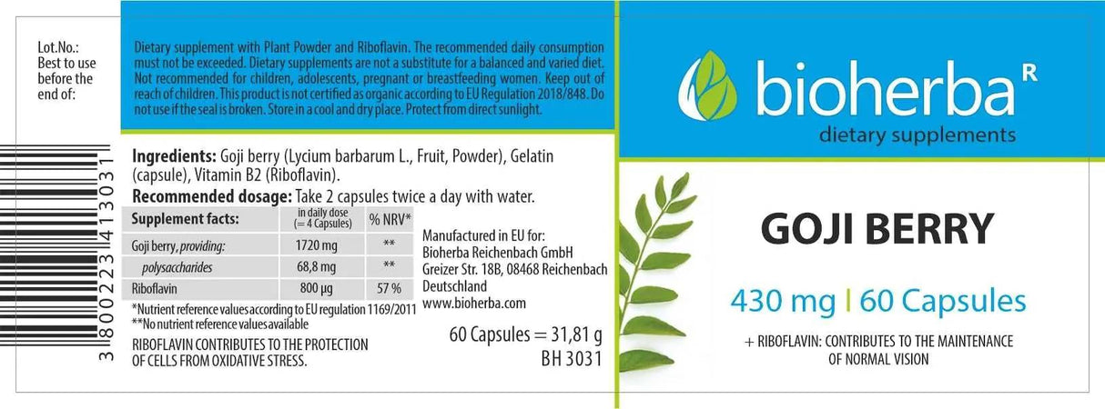 Goji-Beere 430 mg – 60 Kapseln