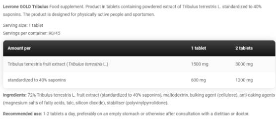Gold Tribulus 1500 mg – 90 Tabletten
