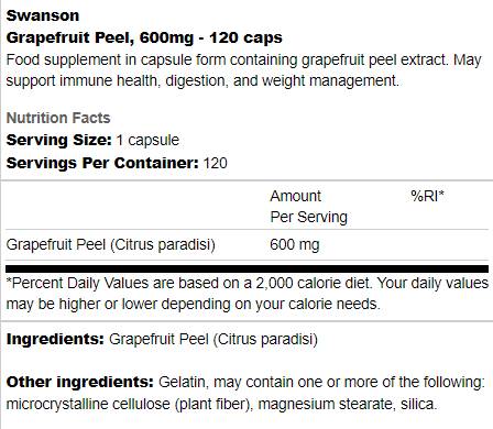Grapefruitschale 600 mg 120 Kapseln